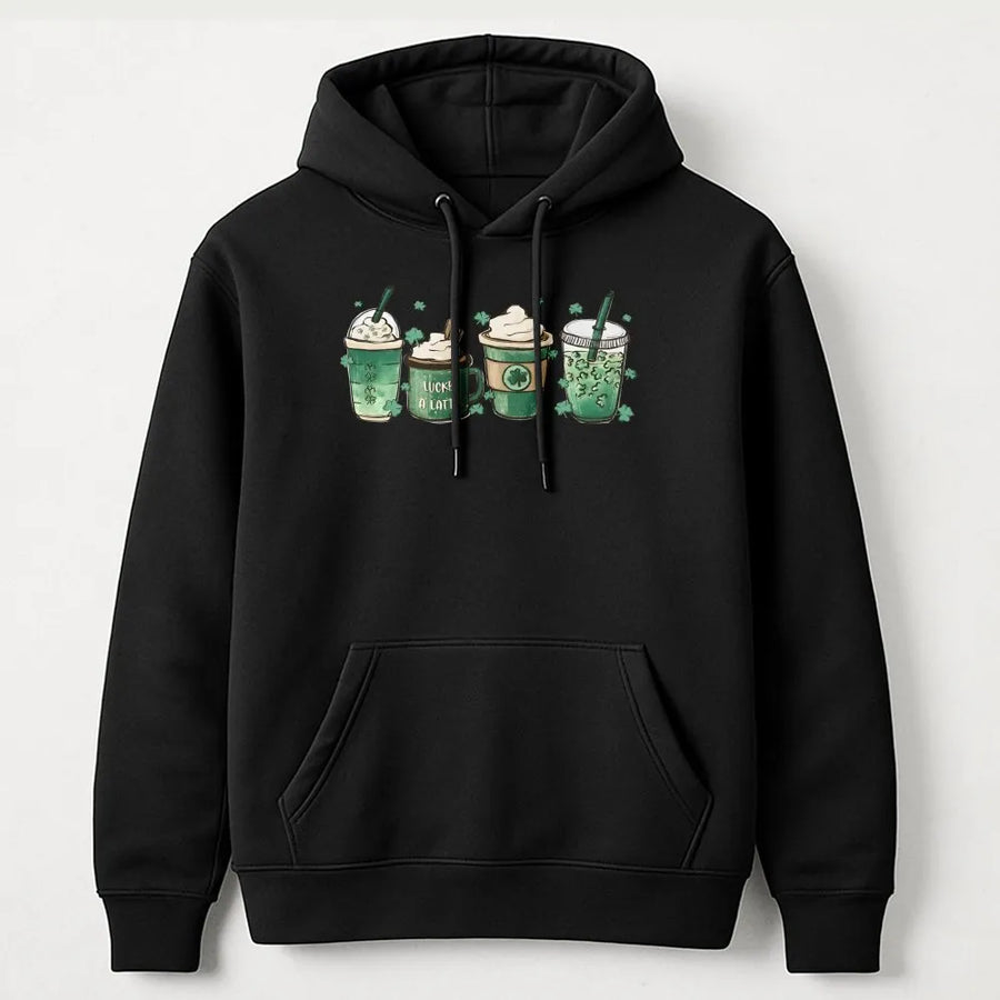 St. Patrick's Day Hoodie | Coffee Lover Shamrock Graphic | Premium Cotton Blend | Cute Irish Gift for Women & Men