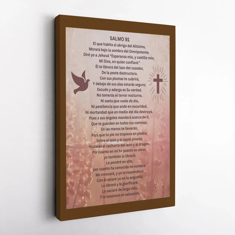 Salmo 91 Wall Art Canvas | Spanish Bible Verse Scripture Print | Premium Gallery Wrap Decor | Religious Christian Gift for Home Office