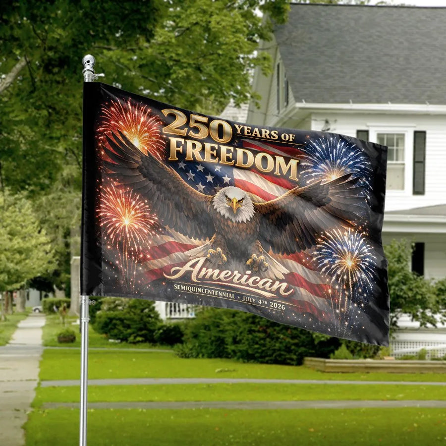 American 250th Anniversary House Flag | Patriotic Eagle & Fireworks Design | Premium Double-Sided Polyester | July 4th 2026 Semiquincentennial Commemorative Gift