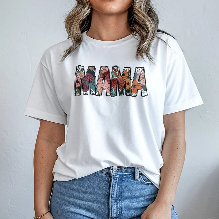Floral Mama T-Shirt | Vintage Botanical Lettering Design | Premium Soft Cotton Tee | Mother's Day Gift for New Mom, Wife