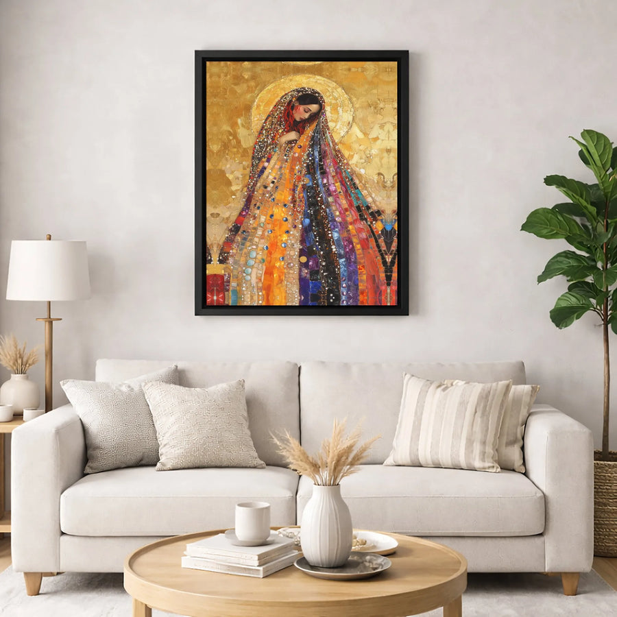 Virgin Mary Canvas Print | Mosaic Style Religious Wall Art | Premium Gallery-Wrapped 1.25" Profile | Spiritual Home Decor Gift