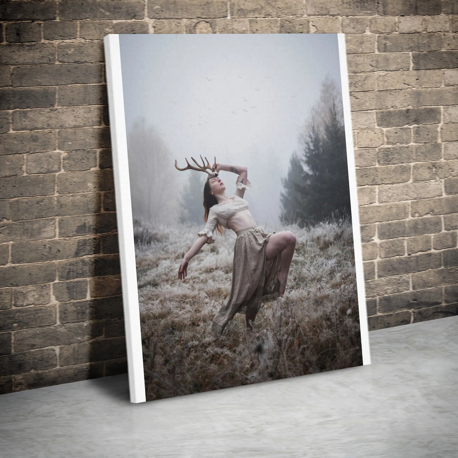 Mythic Stag Goddess Canvas Wall Art | Ethereal Forest Nymph Photography | Premium Gallery Wrap Canvas | Wiccan & Pagan Home Decor Collector's Gift