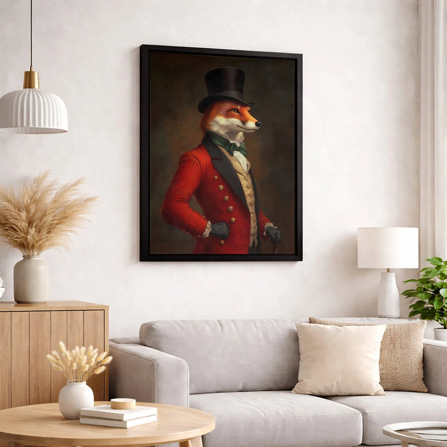 Dapper Fox Canvas Wall Art | Victorian Gentleman Animal Portrait | Premium Gallery Wrap Print | Unique Gift for Animal Lovers and Office Decor