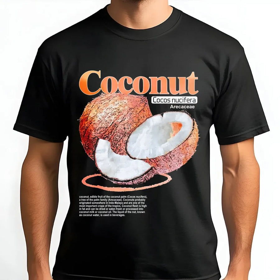 Coconut Botanical T-Shirt | Vintage Scientific Illustration Print | Premium Cotton Tee | Gift for Foodie & Gardener