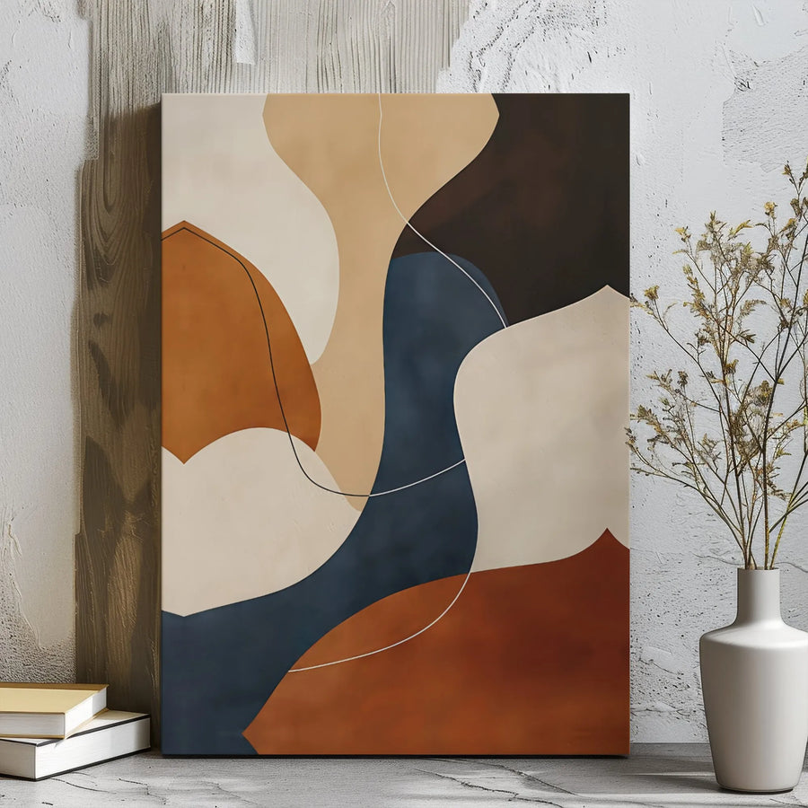 Abstract Canvas Wall Art | Mid Century Modern Organic Shapes | Premium Gallery Wrap Print | Earth Tones Decor for Living Room or Home Office