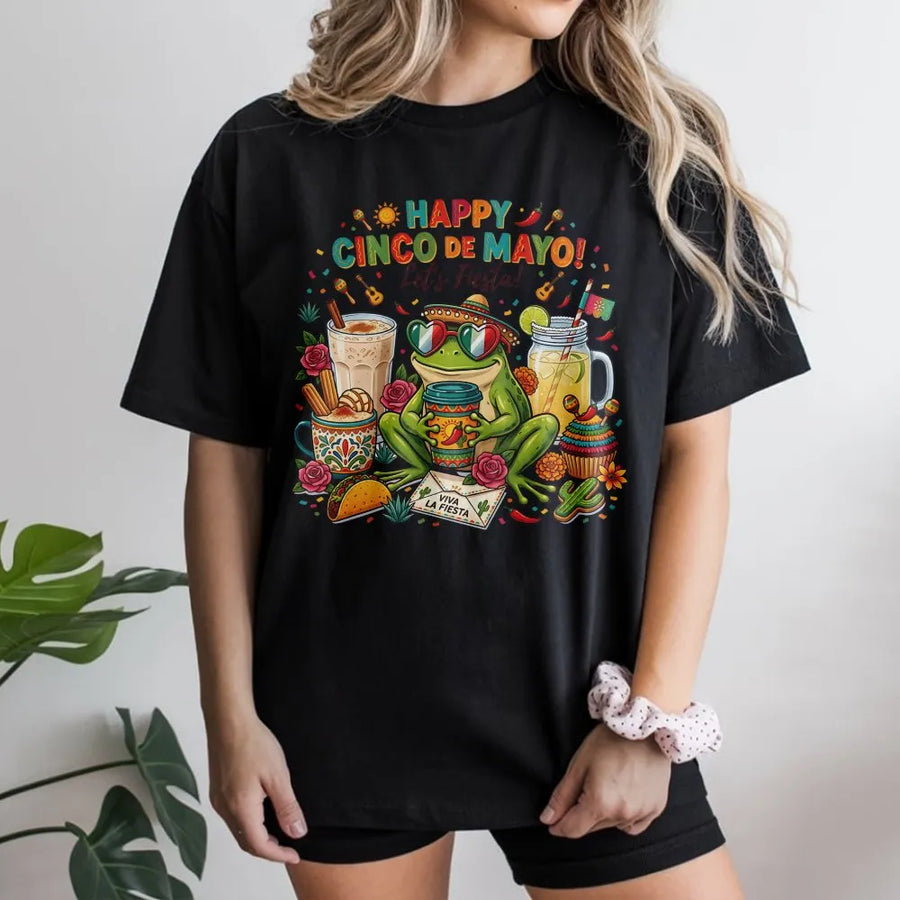 Cinco de Mayo Frog T-Shirt | Funny Fiesta Graphic Sweatshirt | Premium Cotton-Blend | Unisex Mexican Party Celebration Gift