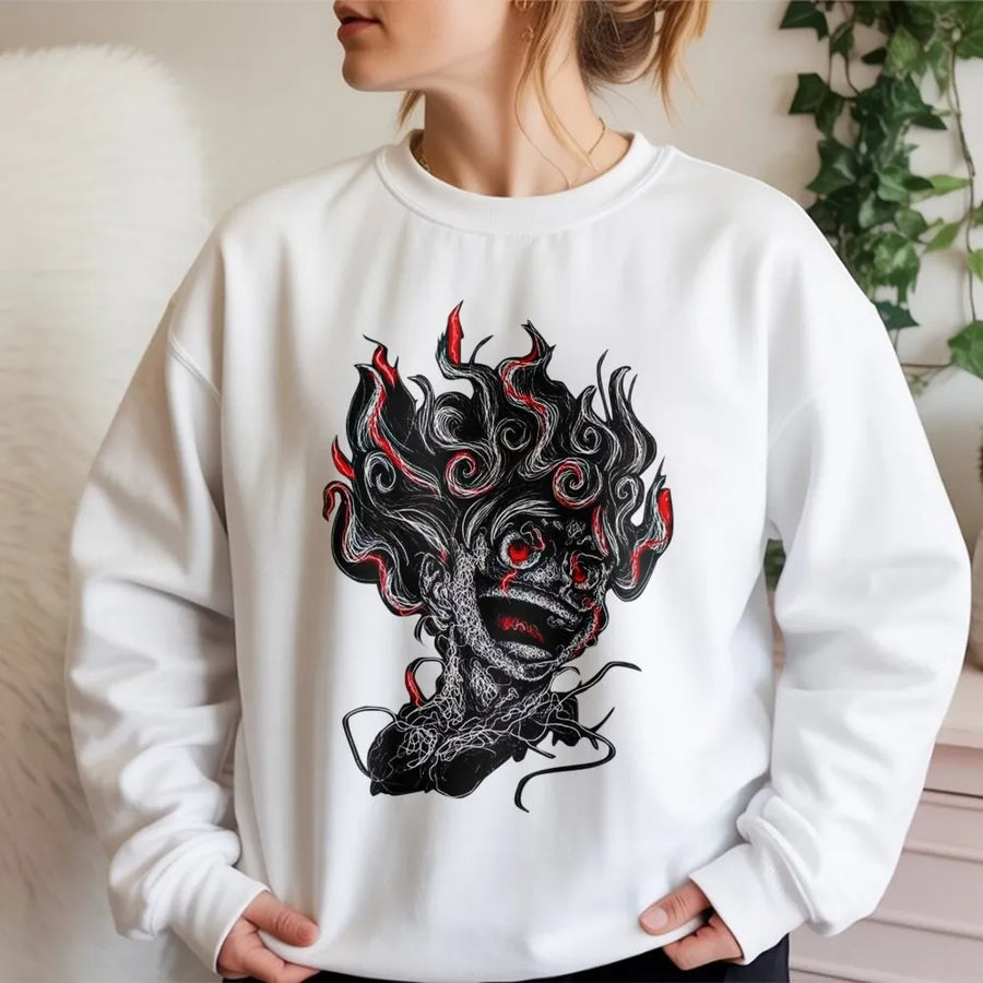 Anime Monster Graphic Sweatshirt | Dark Fantasy Hand-Drawn Sketch Art | Premium Cotton Blend | Unisex Streetwear Gift for Anime Fans