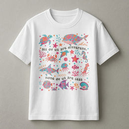 Neurodivergent T-Shirt | Colorful Sea Life Inclusion Quote | Premium Cotton-Blend | Gift for Special Education Teacher