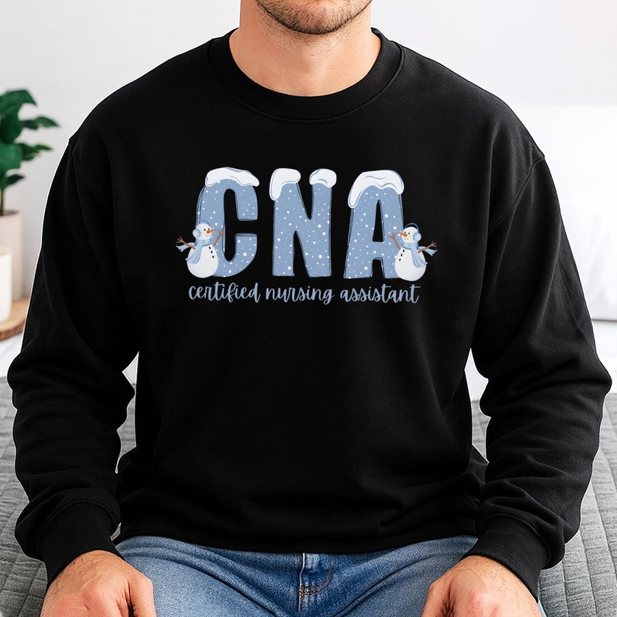 CNA Christmas Sweatshirt | Cute Snowman Nursing Graphic | Premium Cotton Blend Crewneck | Gift for Certified Nursing Assistant Nurse Apparel