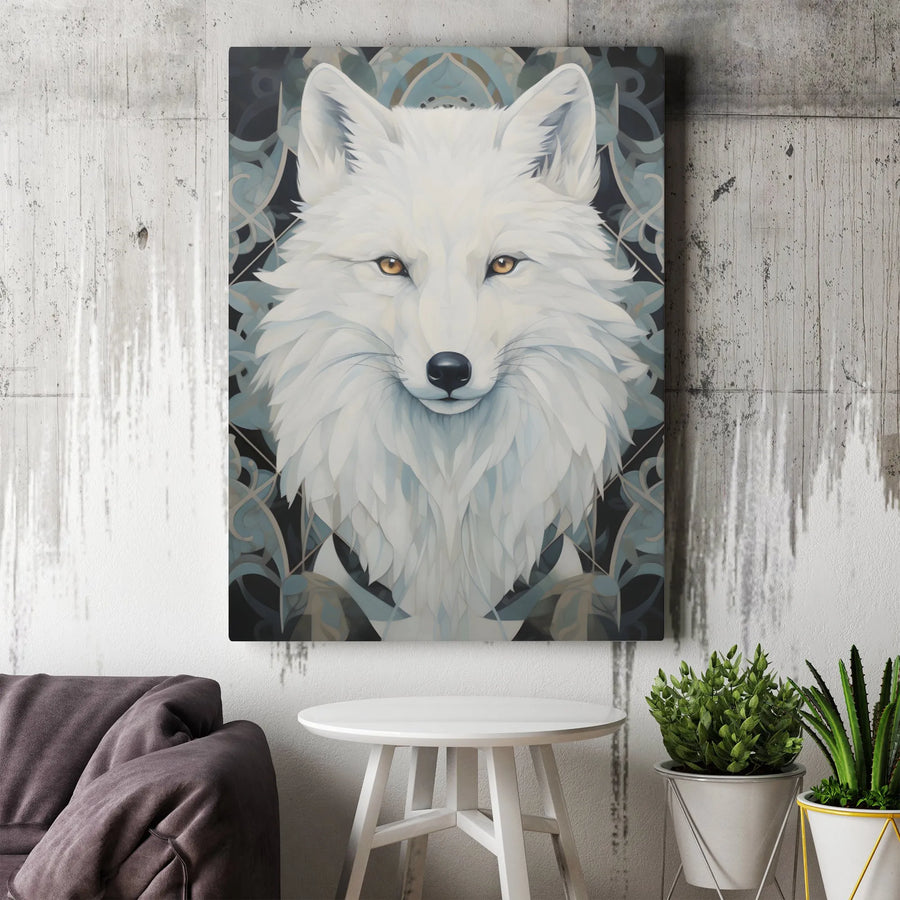 White Wolf Wall Art Canvas | Majestic Arctic Animal Portrait | Premium Fade-Resistant Gallery Print | Animal Lover Home Decor Gift