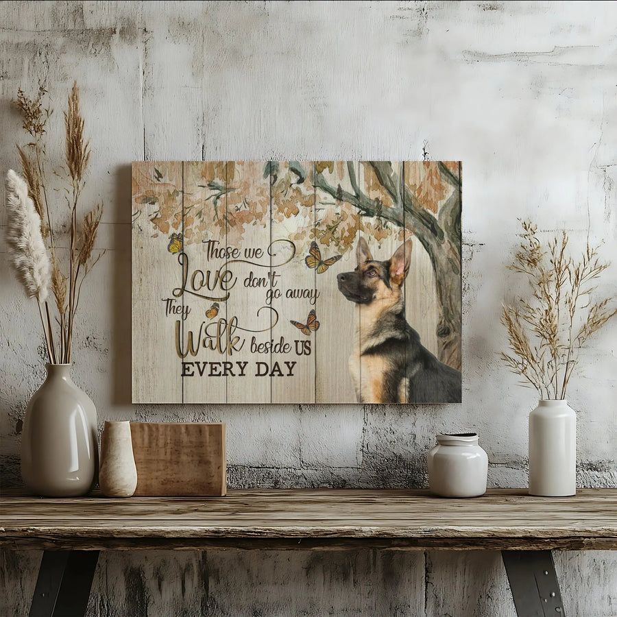 German Shepherd Memorial Canvas Art | Rustic Wood with Sympathy Quote | Premium Fade-Resistant Print | Pet Loss Sympathy Gift for Dog Owners
