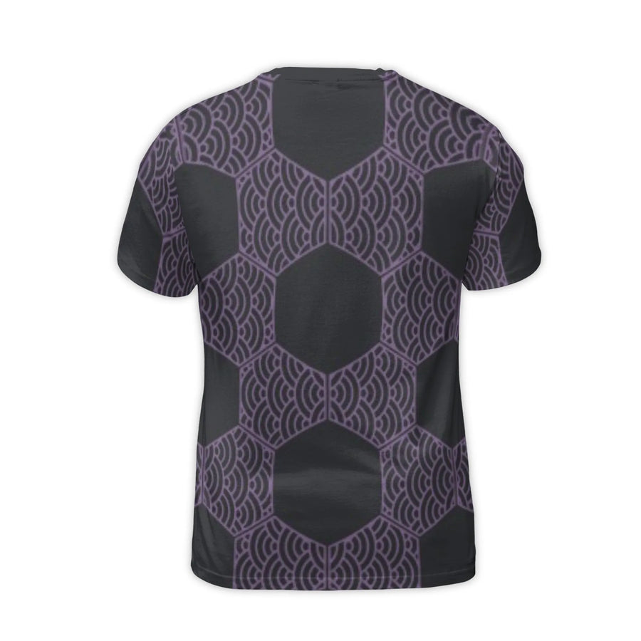 Seigaiha Wave 3D T-Shirt | Japanese Hexagon Geometric Pattern | Premium Polyester Spandex Jersey | Stylish Graphic Tee for Modern Streetwear
