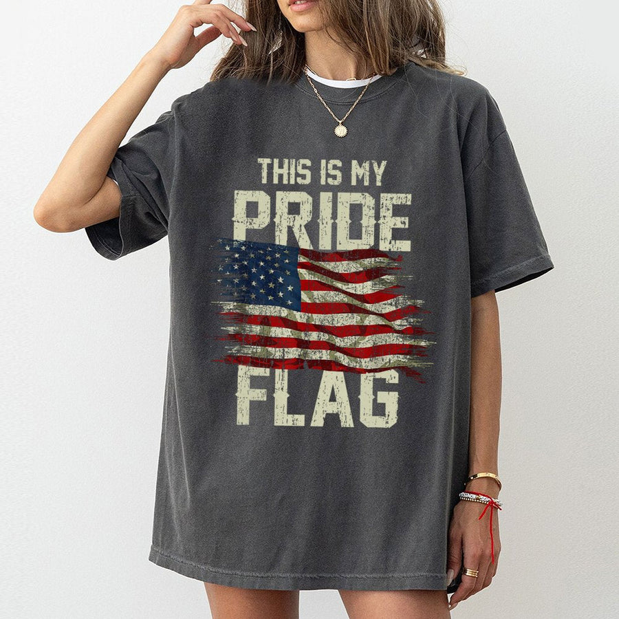 American Flag T-Shirt | This Is My Pride Flag Graphic Print | Premium Soft Cotton Tee | Patriotic Gift For Men And Women