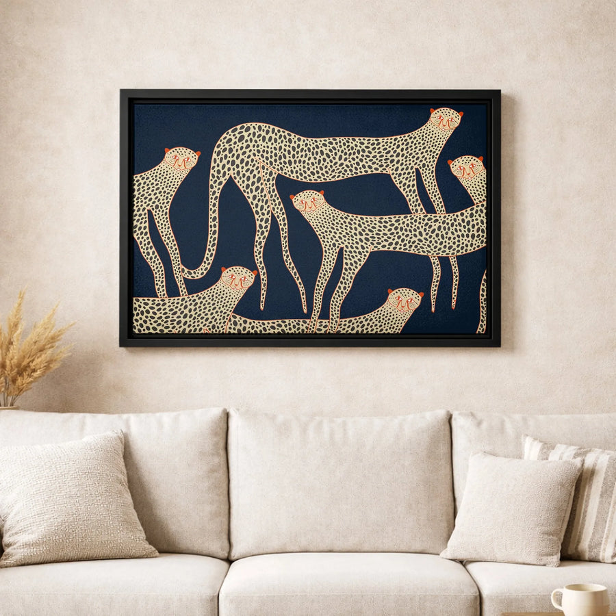 Modern Leopard Wall Art Canvas | Stylized Wild Cat Print | Premium Gallery Wrap 1.25 Inch Profile | Elegant Animal Decor for Home Office