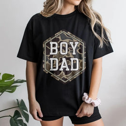 Boy Dad Camo T-Shirt | Distressed Camouflage Graphic Tee | Premium Soft Cotton | Father's Day Gift for Husband