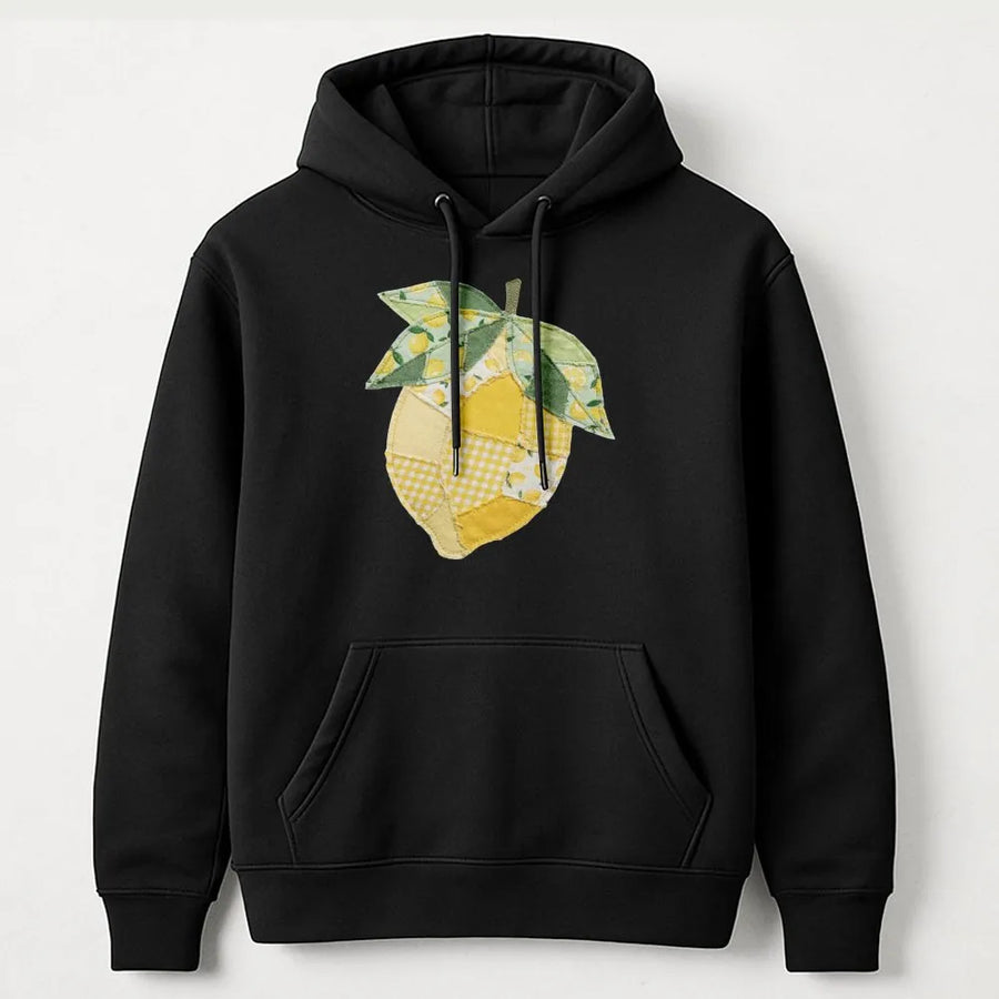 Lemon Patchwork Hoodie | Vintage Quilt Style Graphic | Soft Cotton Blend | Coquette Aesthetic Gift for Her