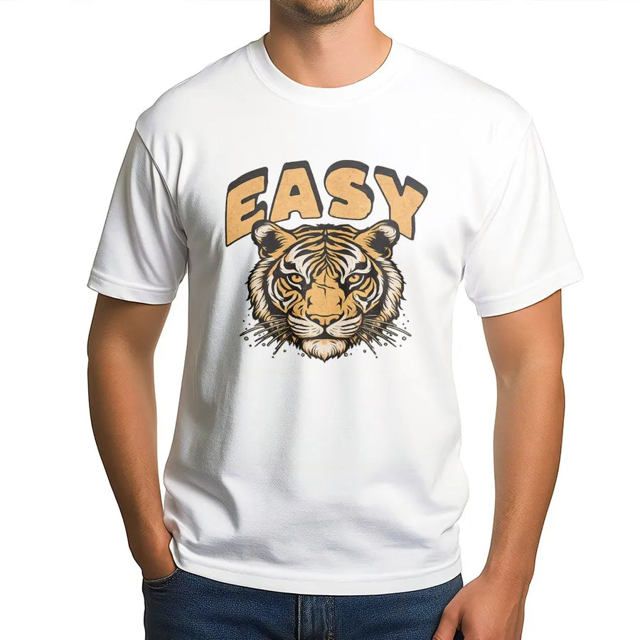 Easy Tiger T-Shirt | Retro Animal Graphic Crewneck | Premium Cotton Blend | Unisex Y2K Streetwear Gift