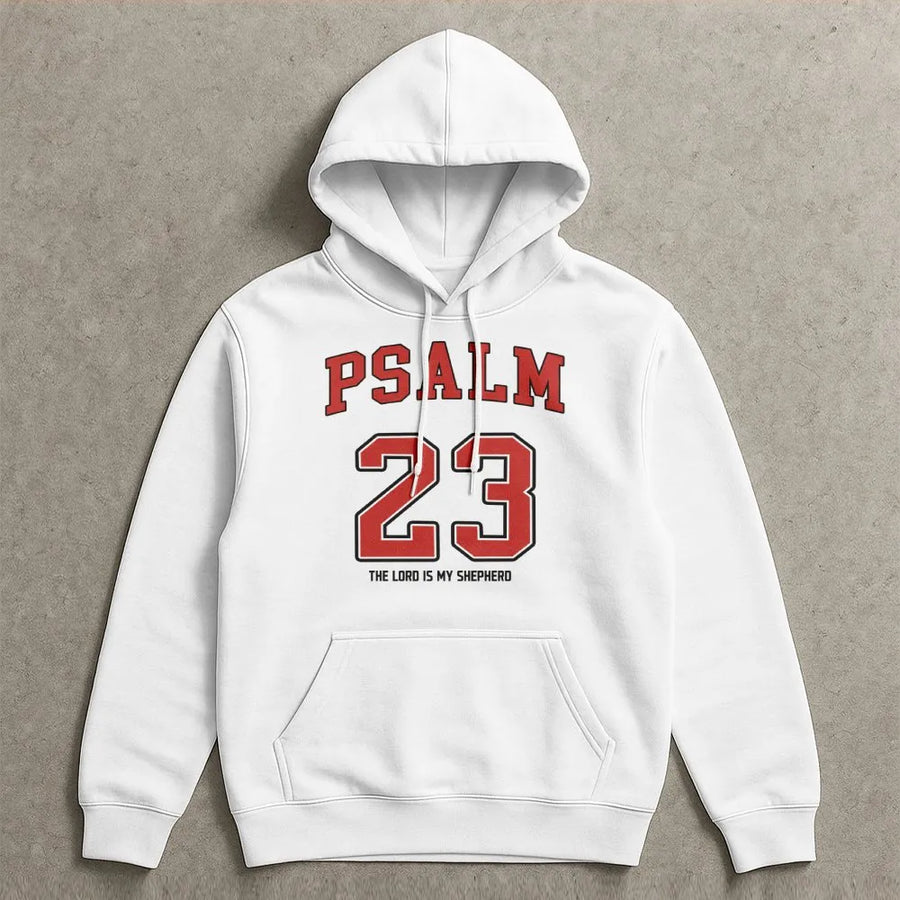 Psalm 23 Hoodie | The Lord Is My Shepherd Religious Graphic | Premium Cotton Blend Unisex Sweatshirt | Christian Faith Gift for Bible Study
