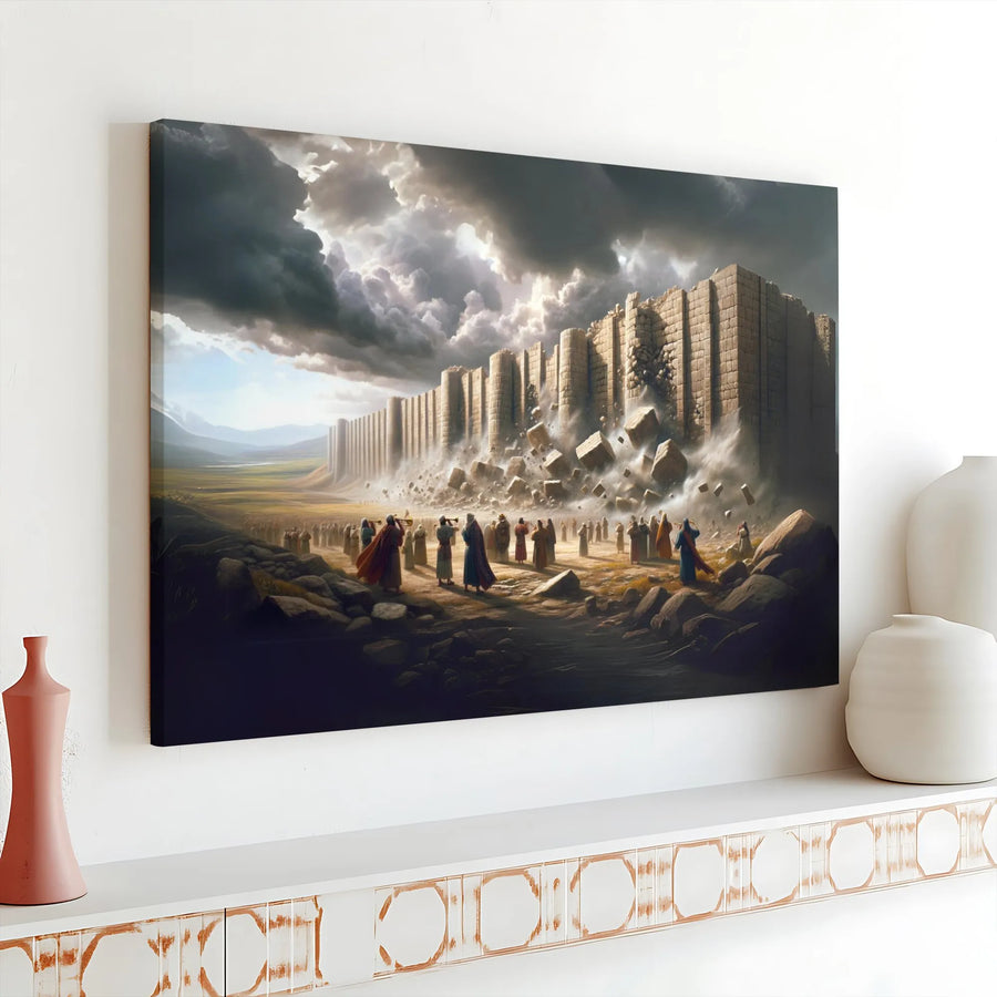 Fall of Jericho Canvas Art | Joshua and Battle of Jericho Print | Premium Christian Artwork | Church or Home Decor Gift
