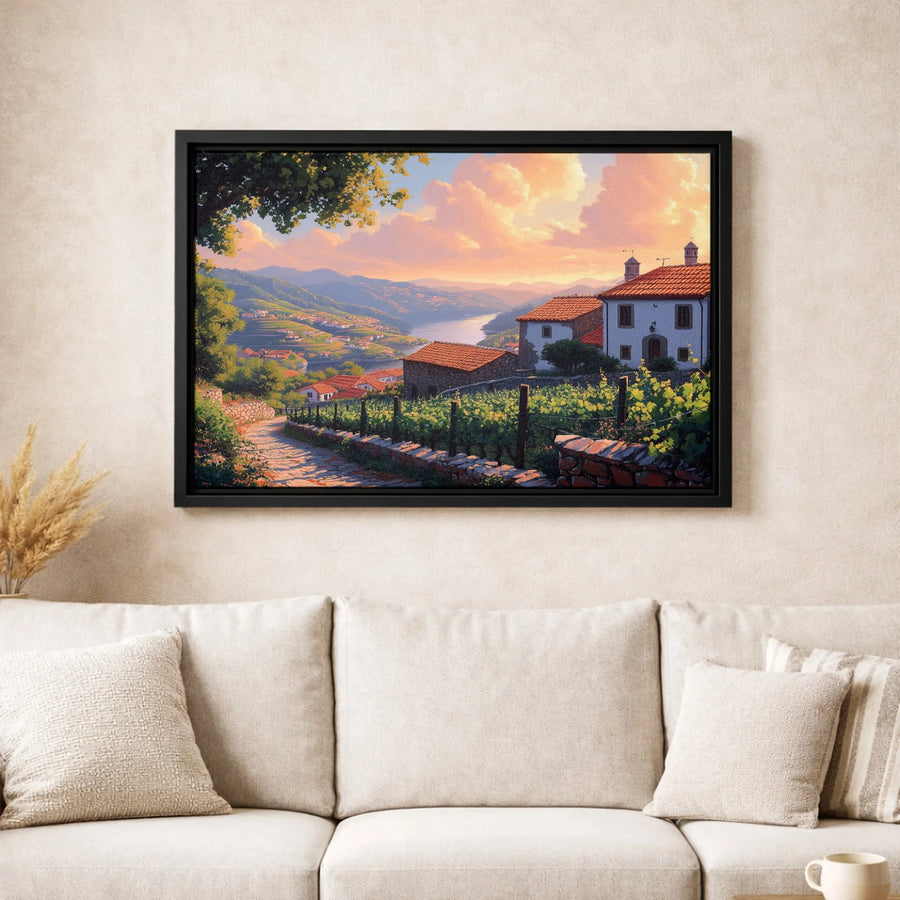 Tuscan Vineyard Canvas Print | Mediterranean Coastal Landscape Wall Art | Premium Gallery-Wrapped Decor | Gift for Home and Office