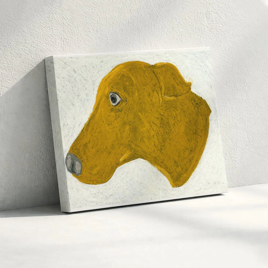 Yellow Dog Canvas Wall Art | Modern Abstract Greyhound Portrait | Premium Gallery Wrap Print | Unique Home Decor Gift for Dog Lover