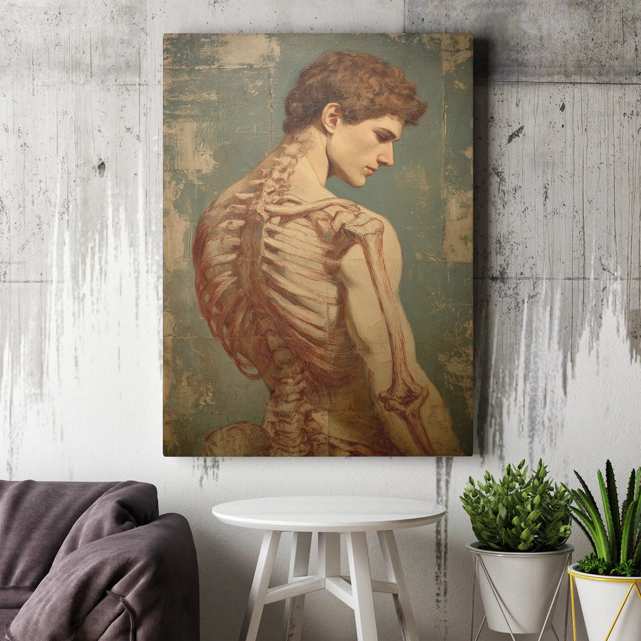 Anatomical Human Skeleton Art | Dark Academia Renaissance Wall Decor | Premium 1.25-Inch Canvas Print | Gothic Home Office Aesthetic