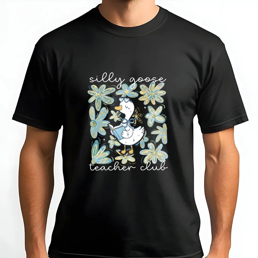 Silly Goose Teacher Club Shirt | Floral Goose Comfort Colors Tee | Premium Cotton | Gift for New Elementary School Teacher