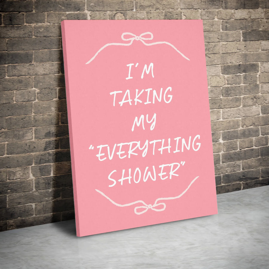 Everything Shower Wall Art | Trendy Pink Bathroom Decor with Bow Aesthetic | Premium Gallery Canvas | Cute Self-Care Gift for Her