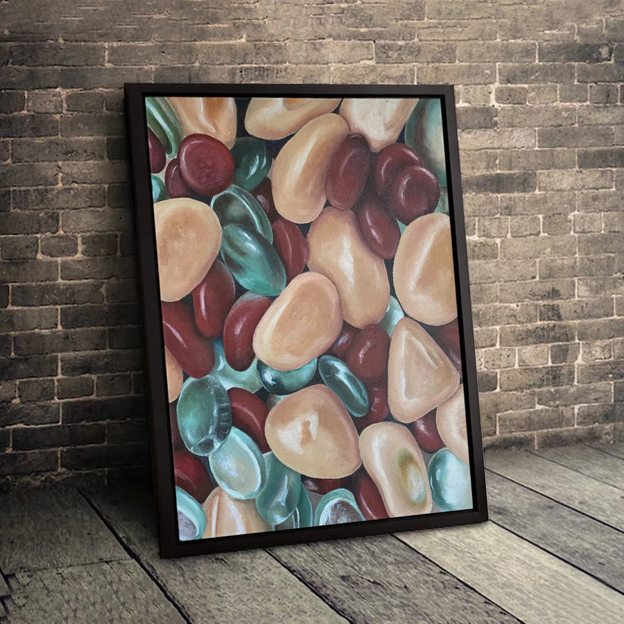 Abstract Pebble Art Canvas | Modern Smooth Stone Texture Print | Gallery-Quality Fade-Resistant Decor | Organic Home Wall Art Gift