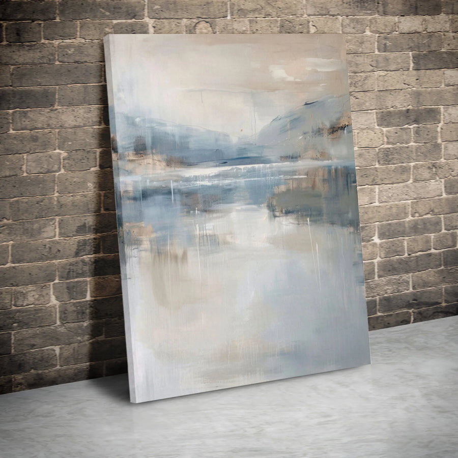 Abstract Blue And Beige Landscape Canvas Print | Modern Coastal Wall Art | Gallery Quality 1.25 Inch Thick | Minimalist Home Decor Gift