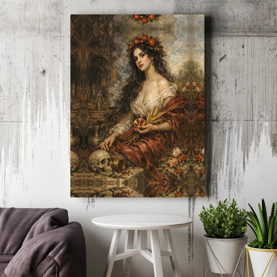 Persephone Canvas Wall Art | Greek Goddess of Underworld Print | Premium Gallery Wrapped Canvas | Dark Academia Collector's Home Decor