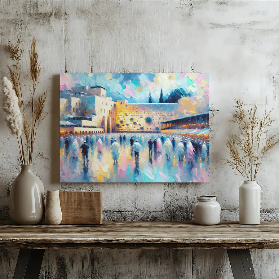Western Wall Jerusalem Canvas Print | Impressionist Oil Style Art | Premium 1.25” Gallery Wrap | Jewish Home Decor Gift