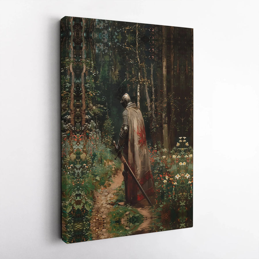 Medieval Knight Wall Art | Fantasy Warrior in Enchanted Forest | Premium Gallery Canvas | Gift for History Buffs and Fantasy Lovers