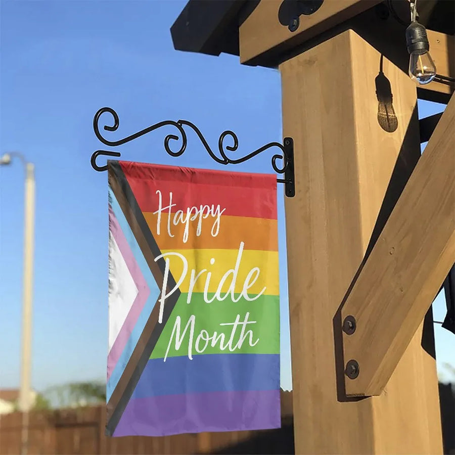 Happy Pride Month Garden Flag | Progress Rainbow Flag Design | Weather Resistant Premium Polyester | LGBTQ+ Yard Decor Gift