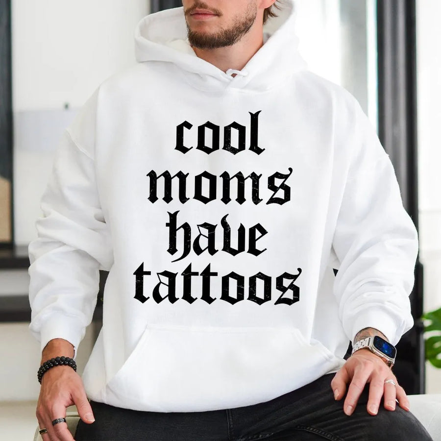 Cool Moms Have Tattoos Shirt | Retro Gothic Lettering Graphic Tee | Premium Comfort Colors Cotton | Gift for Tattooed Mom, Mother's Day Present