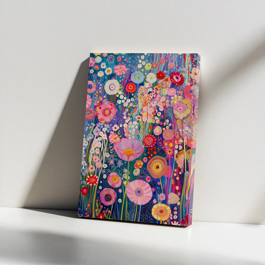 Wildflower Meadow Canvas Print | Vibrant Abstract Floral Garden Wall Art | 1.25 Inch Gallery Wrap | Bohemian Home Decor Gift For Her
