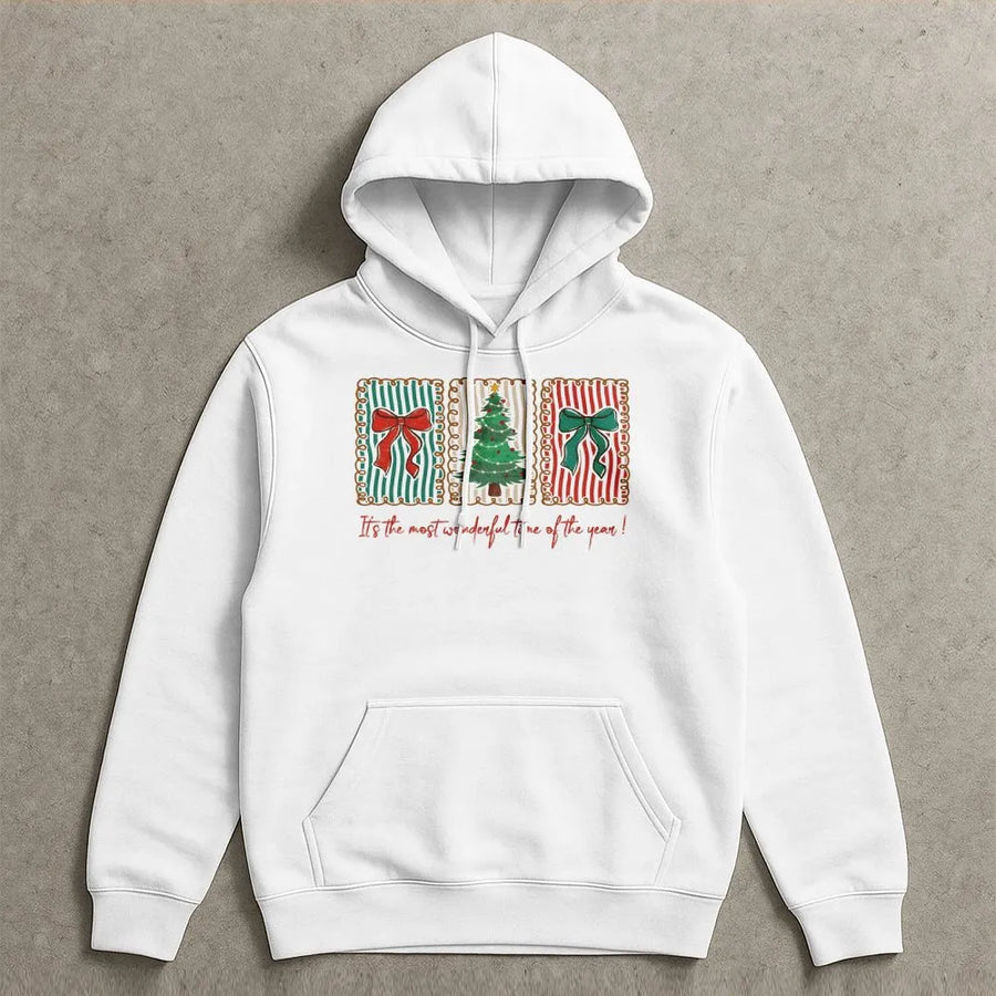 Christmas Tree Hoodie | Retro Coquette Holiday Graphic Sweatshirt | Premium Cotton Blend | Most Wonderful Time of the Year Gift