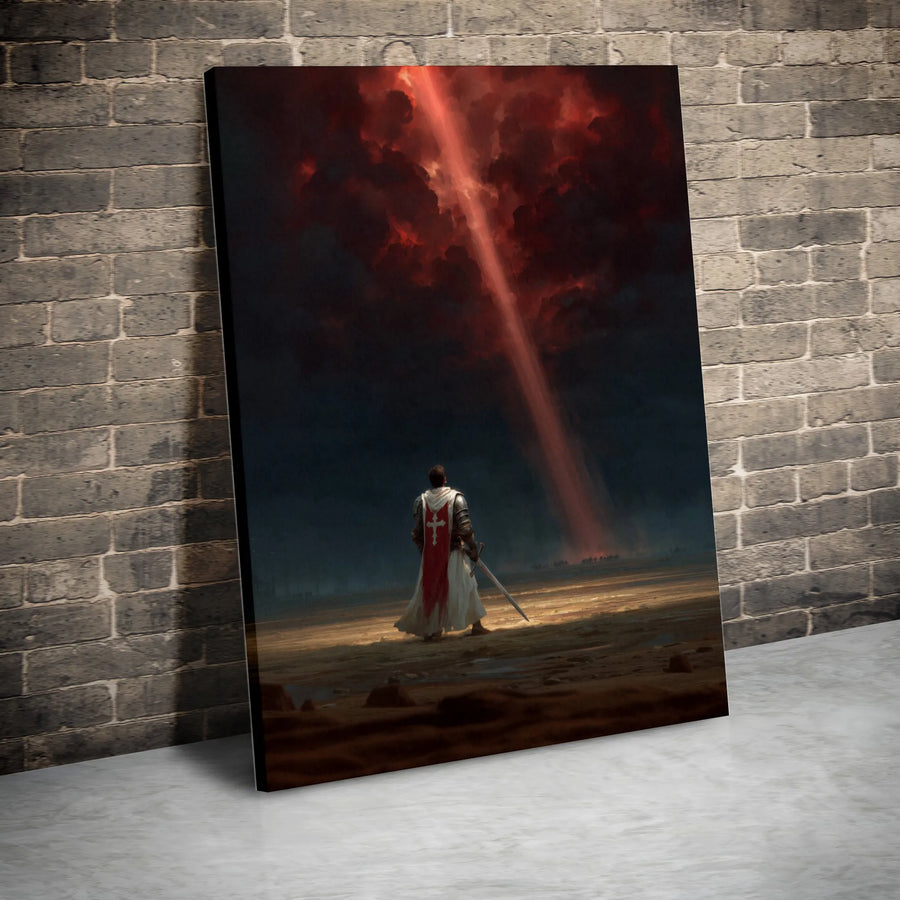 Knights Templar Canvas Wall Art | Epic Crusader Fantasy Artwork | Premium Gallery Wrapped Canvas | Man Cave & Office Decor Gift