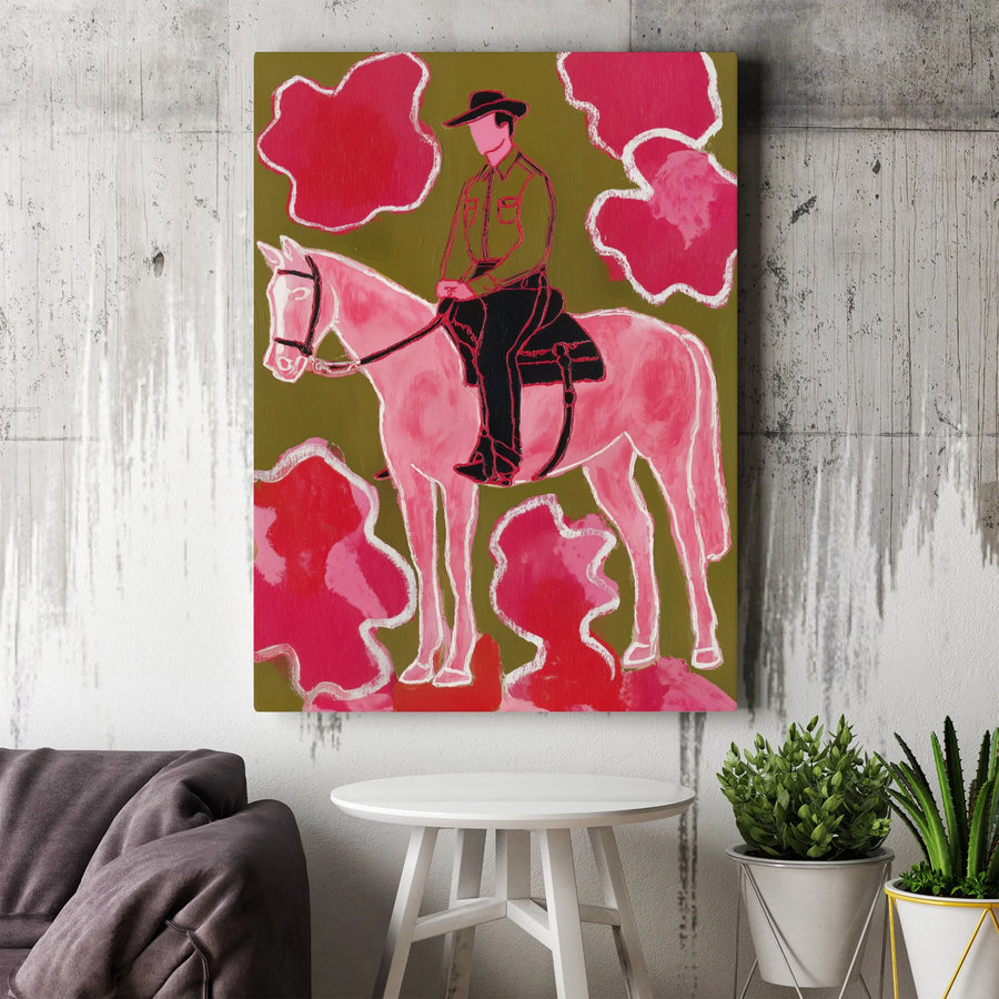 Pop Art Cowboy Canvas Wall Art | Modern Western Painting Print | Premium Gallery Wrapped Canvas | Eclectic Home Decor Gift for Art Lovers