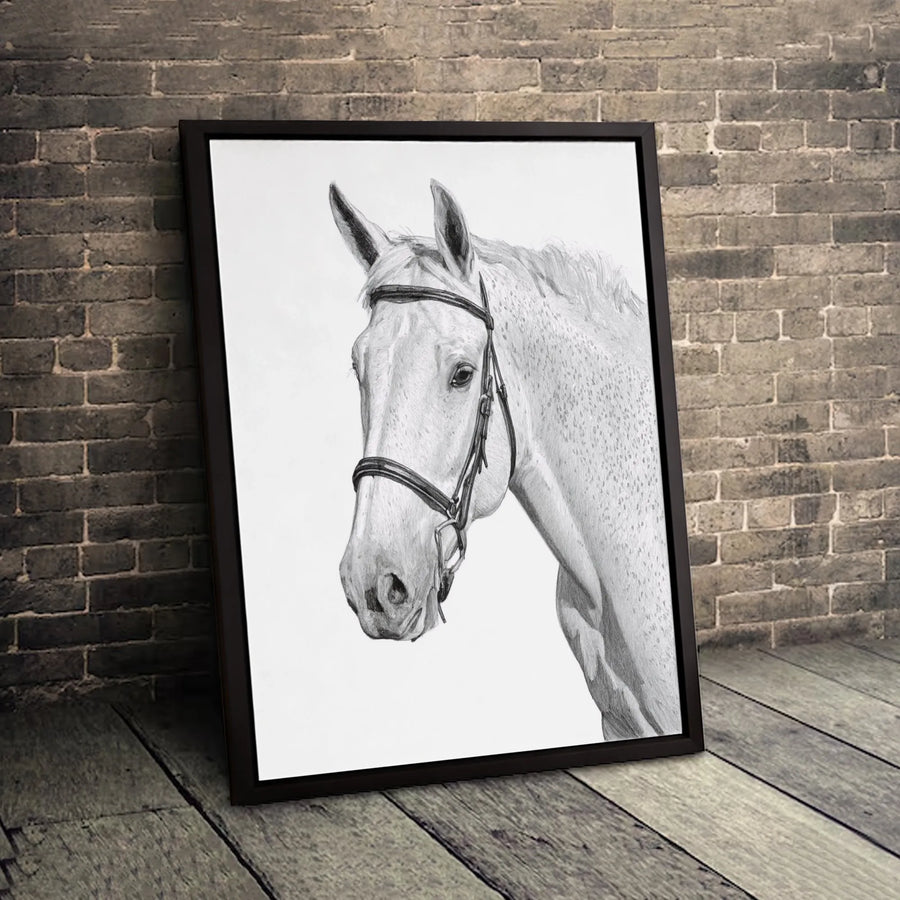 Horse Pencil Sketch Canvas | Elegant Equestrian Wall Art | Premium Fade-Resistant Print | Equestrian Gift for Horse Lovers