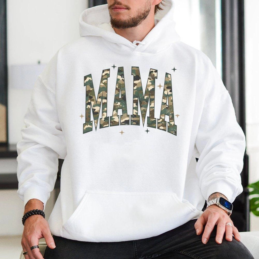 Camo Mama Hoodie | Varsity Letter Print with Star Accents | Premium Cotton-Blend | Trendy Gift for New Mom, Mother's Day 2026, or Birthday