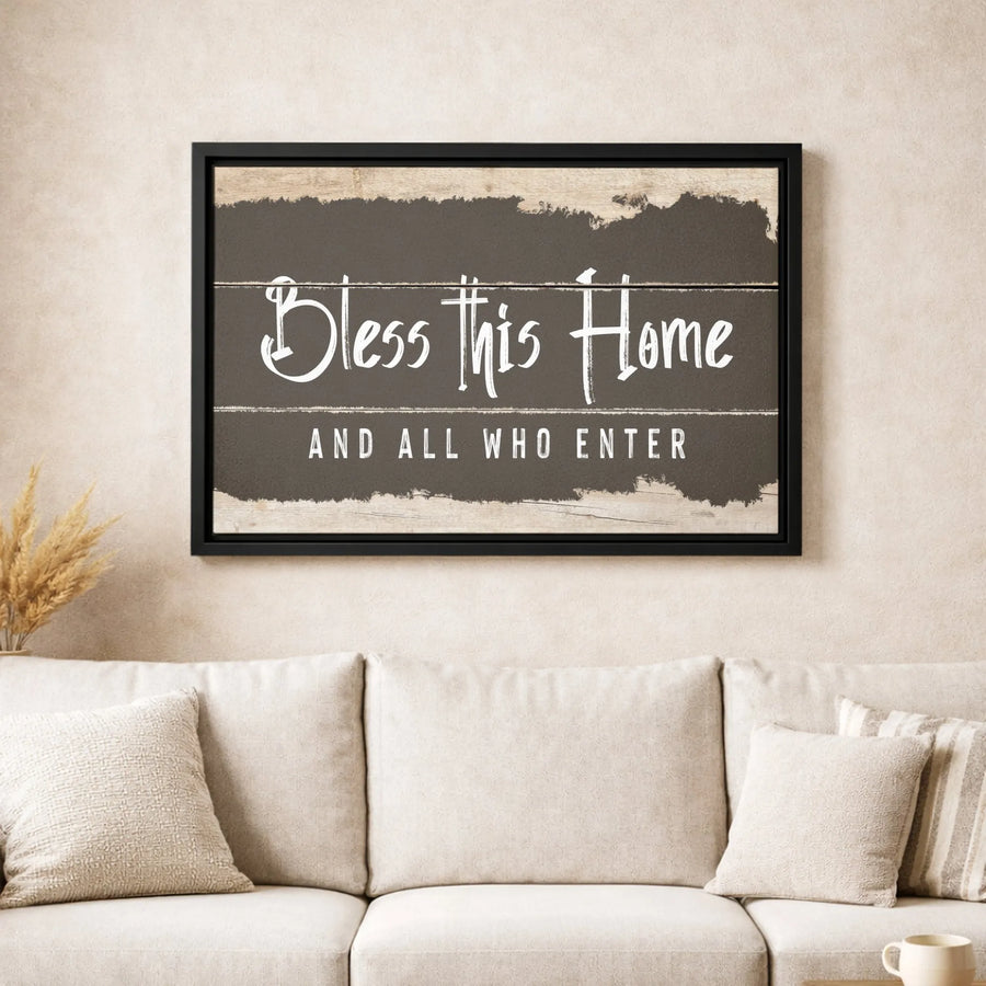 Bless This Home Canvas Wall Art | Rustic Farmhouse Typography Print | Premium 1.25-Inch Gallery Wrap | Meaningful Housewarming Gift Decor