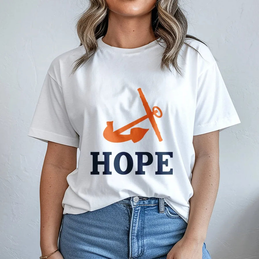 Hope Anchor Graphic T-Shirt | Nautical Inspirational Quote Tee | Premium 100% Cotton Apparel | Religious Gift for Men and Women