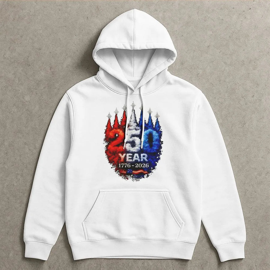 America 250th Anniversary Hoodie | 1776-2026 Patriotic Jet Flag Graphic | Premium Cotton Blend | Commemorative Gift for Patriots