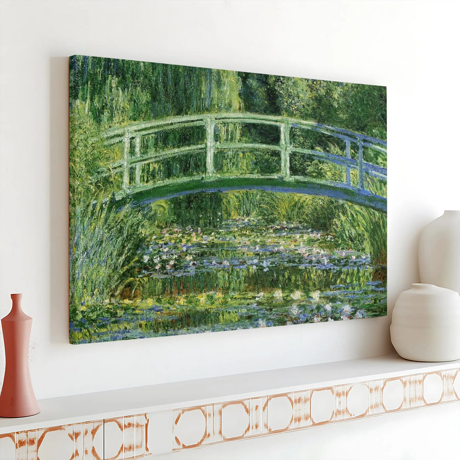 Monet Water Lily Pond Canvas Print | Japanese Bridge Painting Reproduction | Premium Fade-Resistant Ink | Collector's Gift for Art Lovers