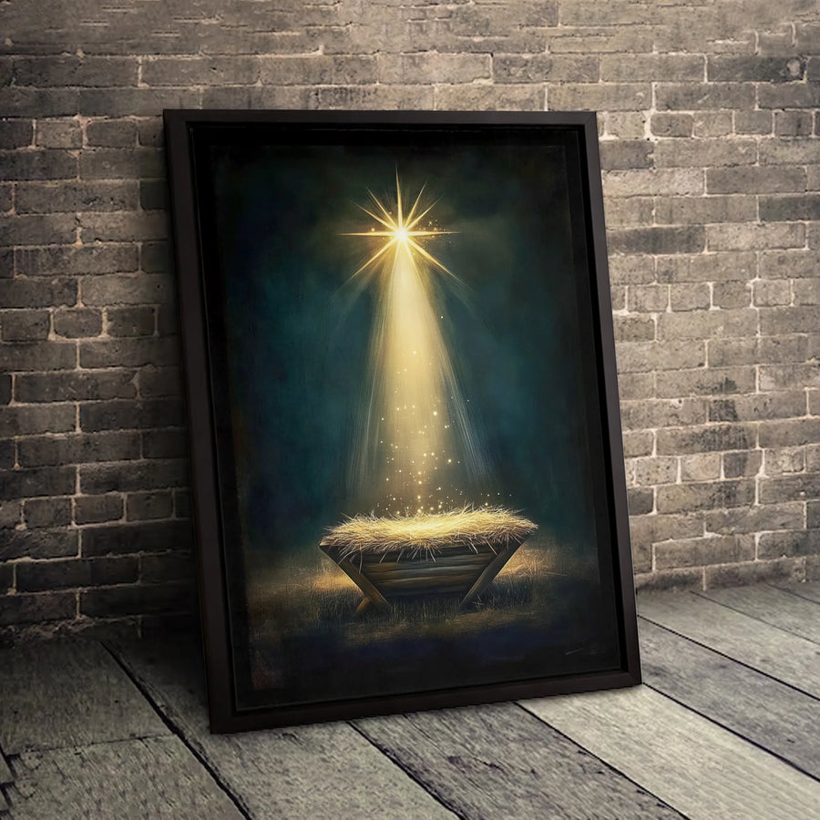 Nativity Scene Canvas Print | Star of Bethlehem Manger Wall Art | Premium Religious Home Decor | Holiday Christmas Gift for Christian Home