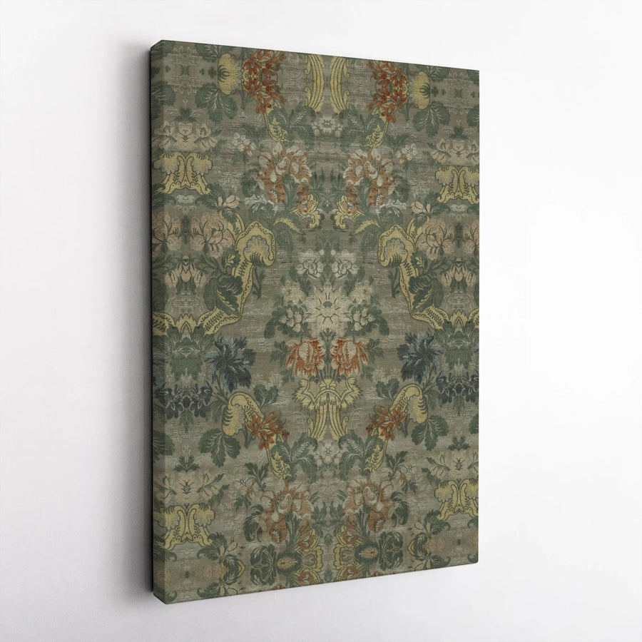 Vintage Tapestry Canvas Wall Art | Antique Floral Damask Pattern Print | Gallery-Wrapped Premium Canvas | Grandmillennial Home Decor Gift
