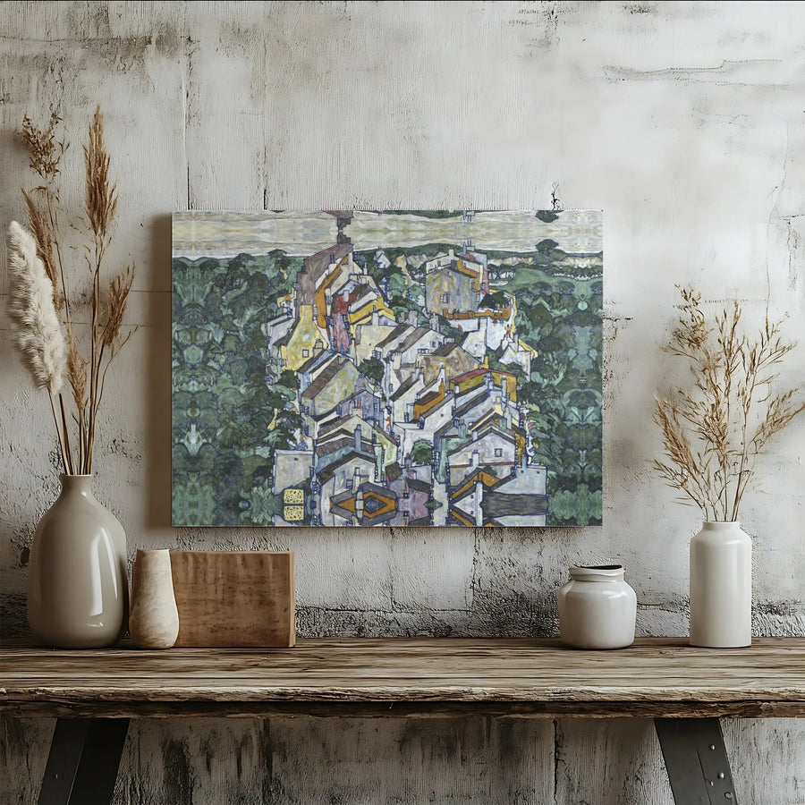 Egon Schiele Krumau Canvas Print | Famous Expressionist Cityscape Art | Premium Gallery Wrapped Canvas | Collector's Gift for Modern Home Decor