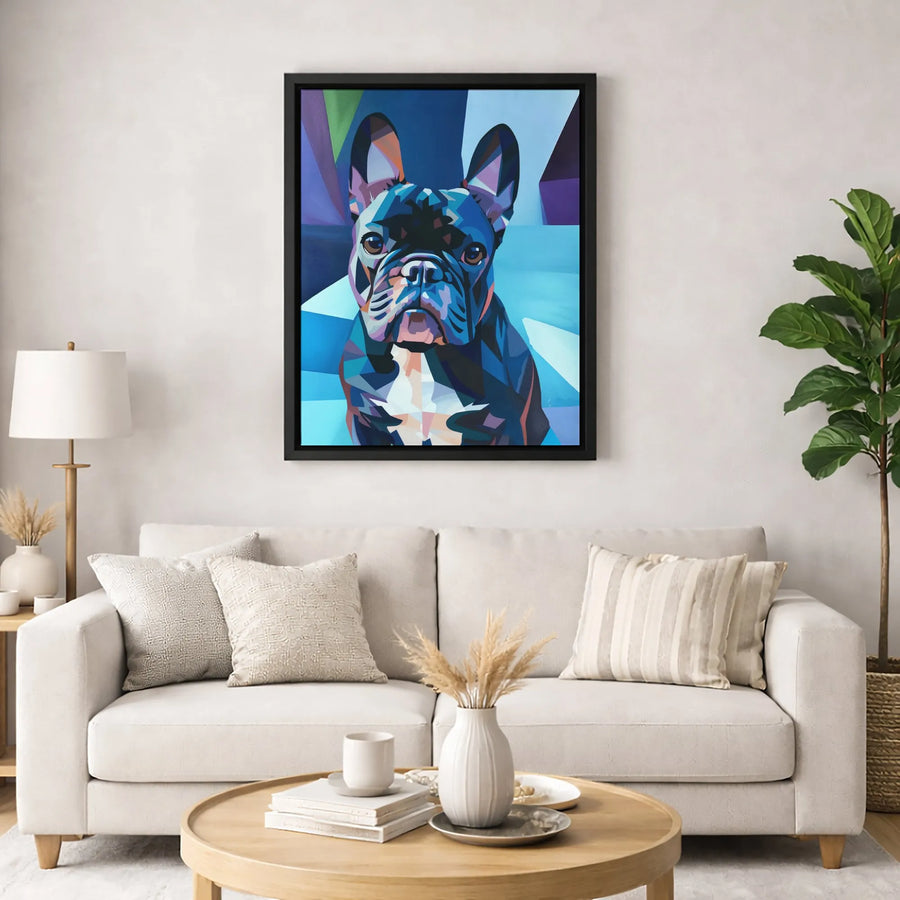French Bulldog Canvas Print | Colorful Geometric Polygonal Pop Art | 1.25 Inch Premium Gallery Wrap | Dog Lover Wall Decor Gift