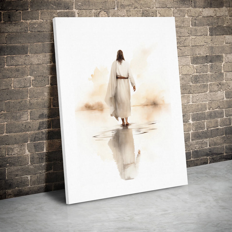 Jesus Walking On Water Canvas | Watercolor Christian Wall Art | Premium Gallery Wrapped Decor | Spiritual Religious Gift For Home And Office